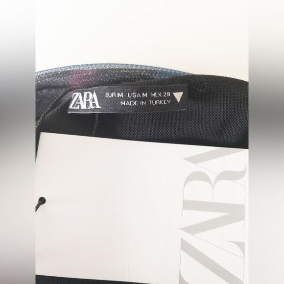 ZARA WOMAN NWT FW22 RED/ NAVY PRINTED TULLE SKIRT MEDIUM 5039/827 017/009 - Picture 6 of 9